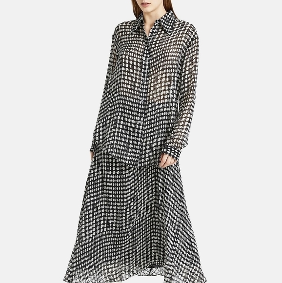 theory Broken Oval Weekender button down textured silk blend Shirt sz S - Picture 1 of 10